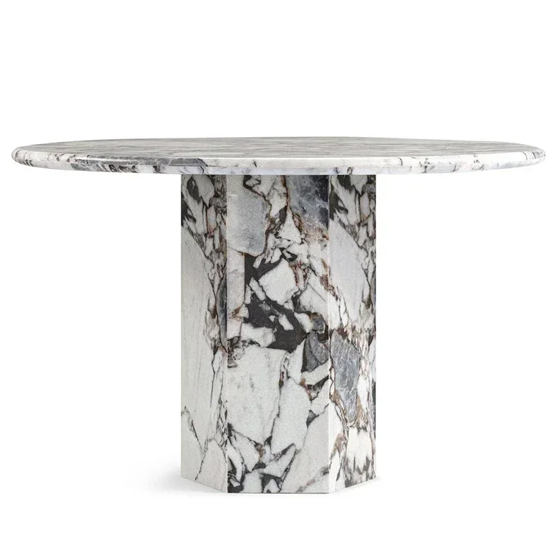 Star Rated Restaurant Commercial Round Table Living Room Furniture, Natural Stone High-End Dining Table