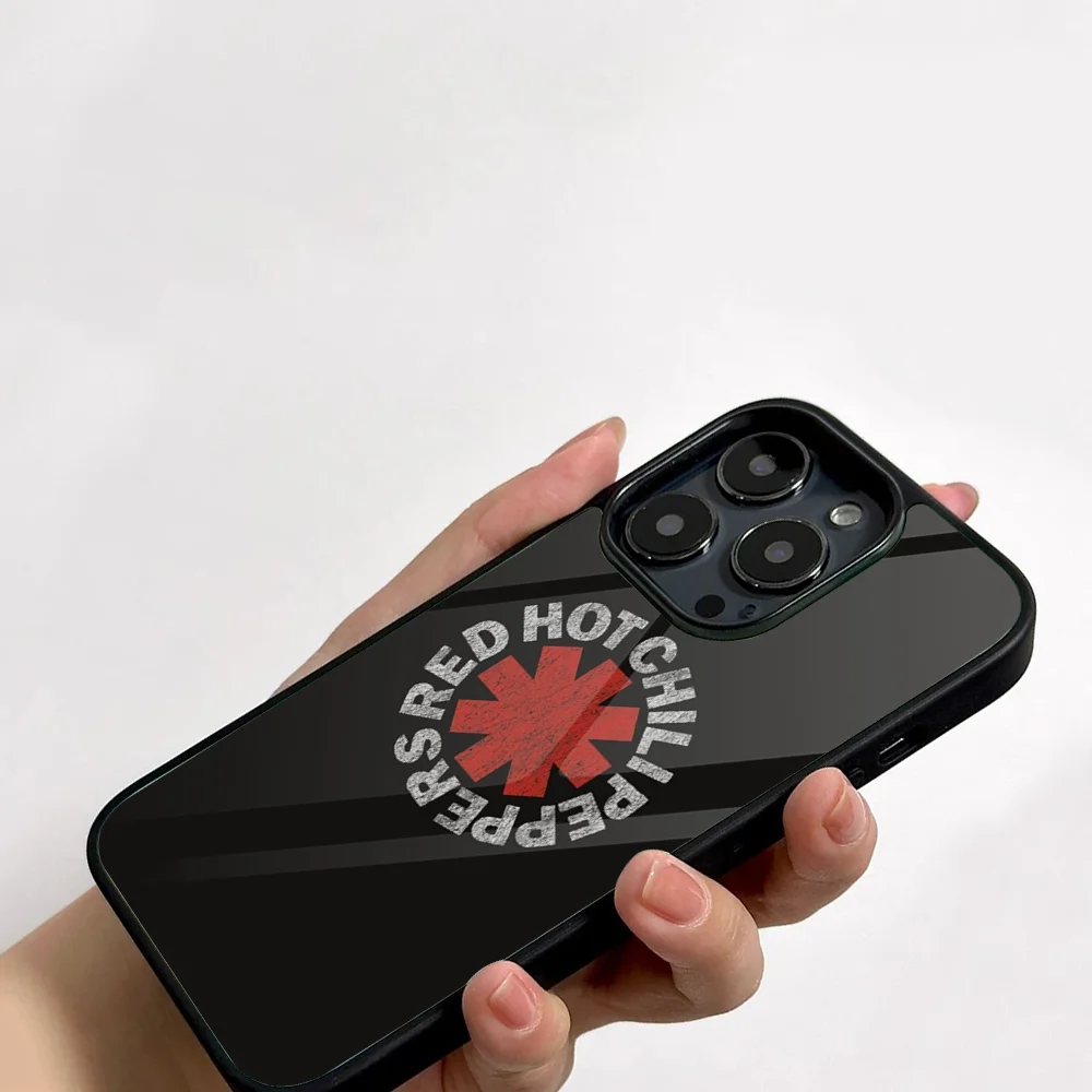 Band R-Red Hot RHCP Chili Phone Case For IPhone 11 12 13 14 15 16 Plus Pro Max Mirror Acrylic PC TPU Cover