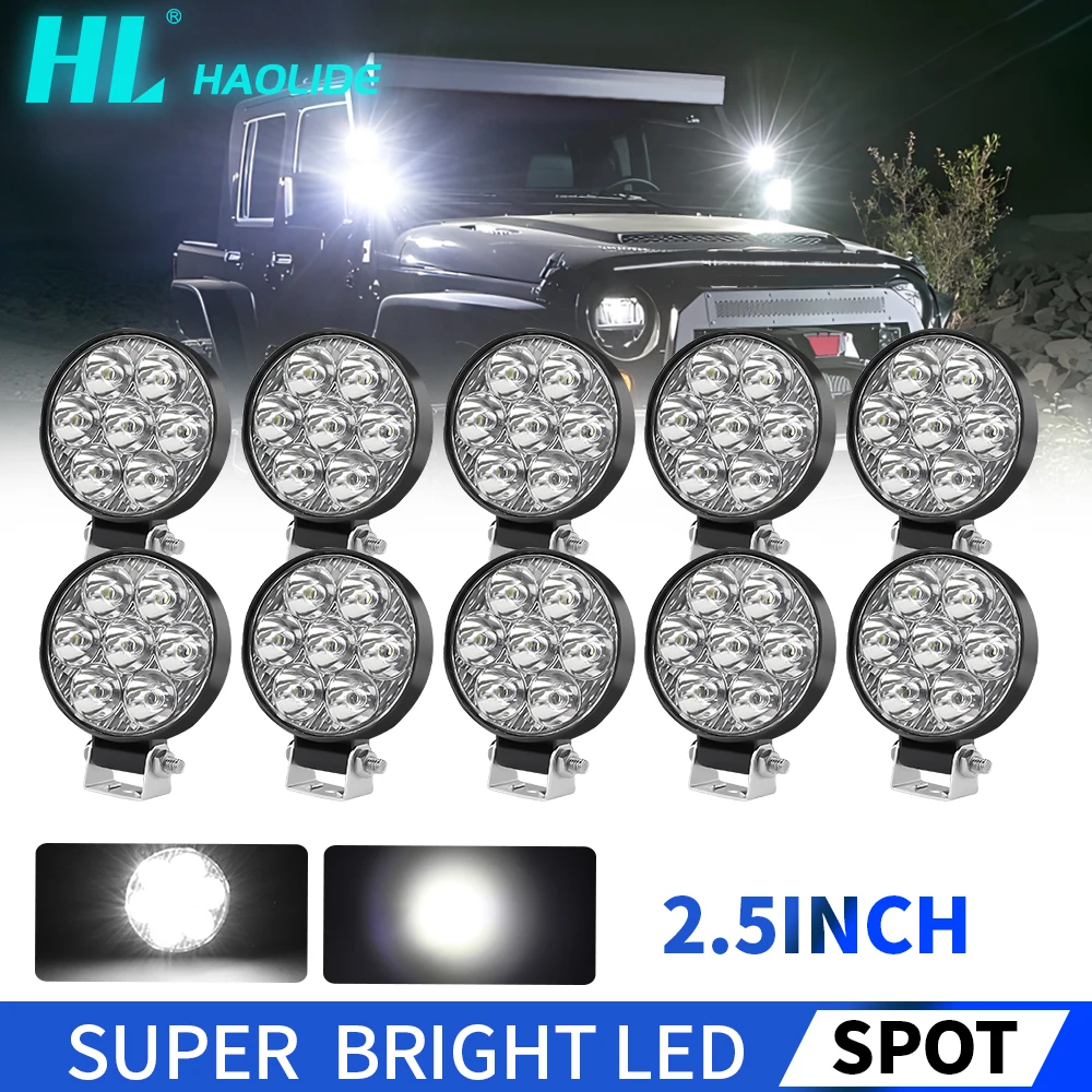 

HAOLIDE MINI 2,5 "светодиодный рабочий фонарь для бездорожья, вспомогательные точечные противотуманные фары 12 В 24 В 50000LM для мотоцикла 4X4 UTE 4WD, фара для лодки