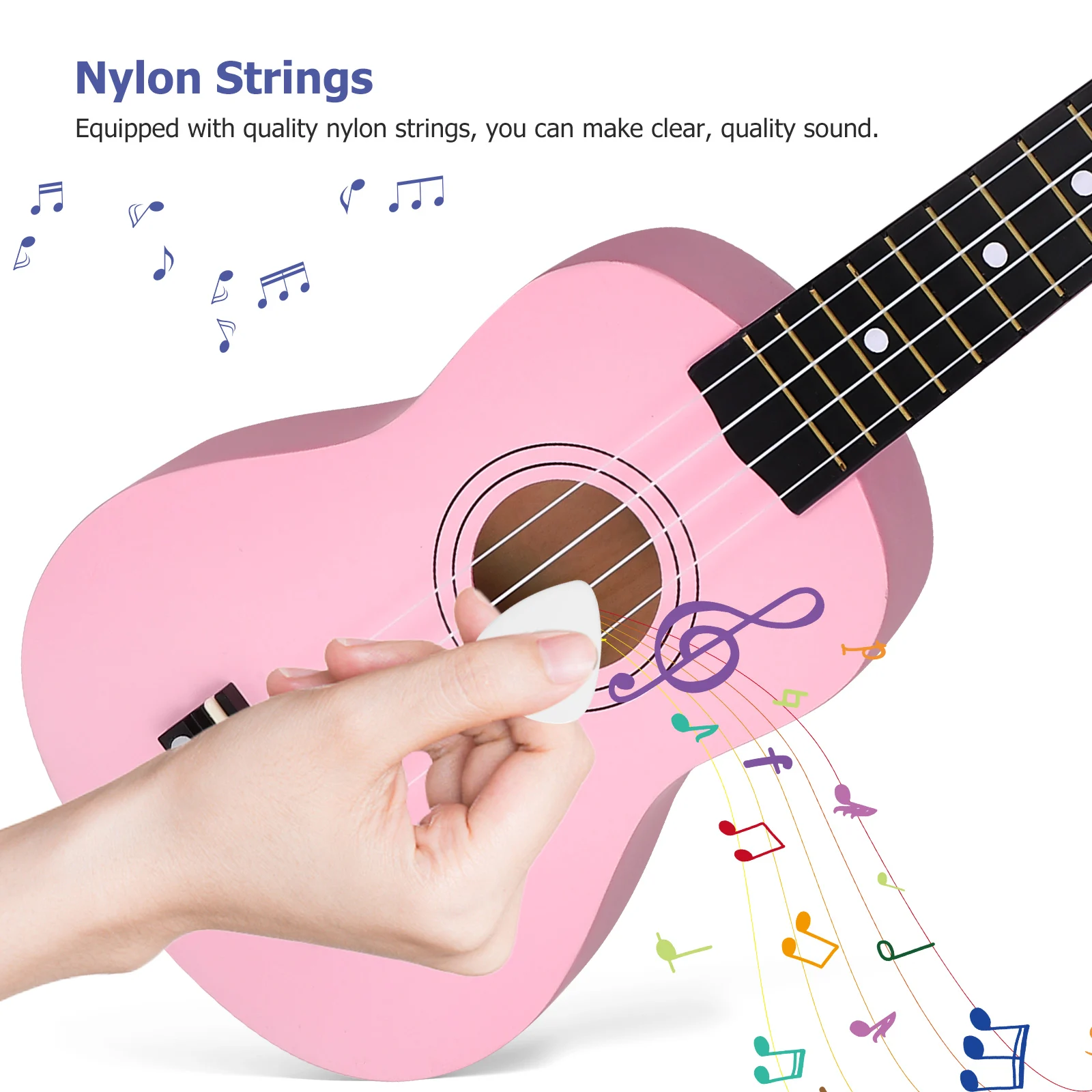 

Ukulele Set 21 Inch Hawaiian Instrument for Kids Beginners Storage Bag Spare Strings Pick Manual Lightweight Smooth Strings