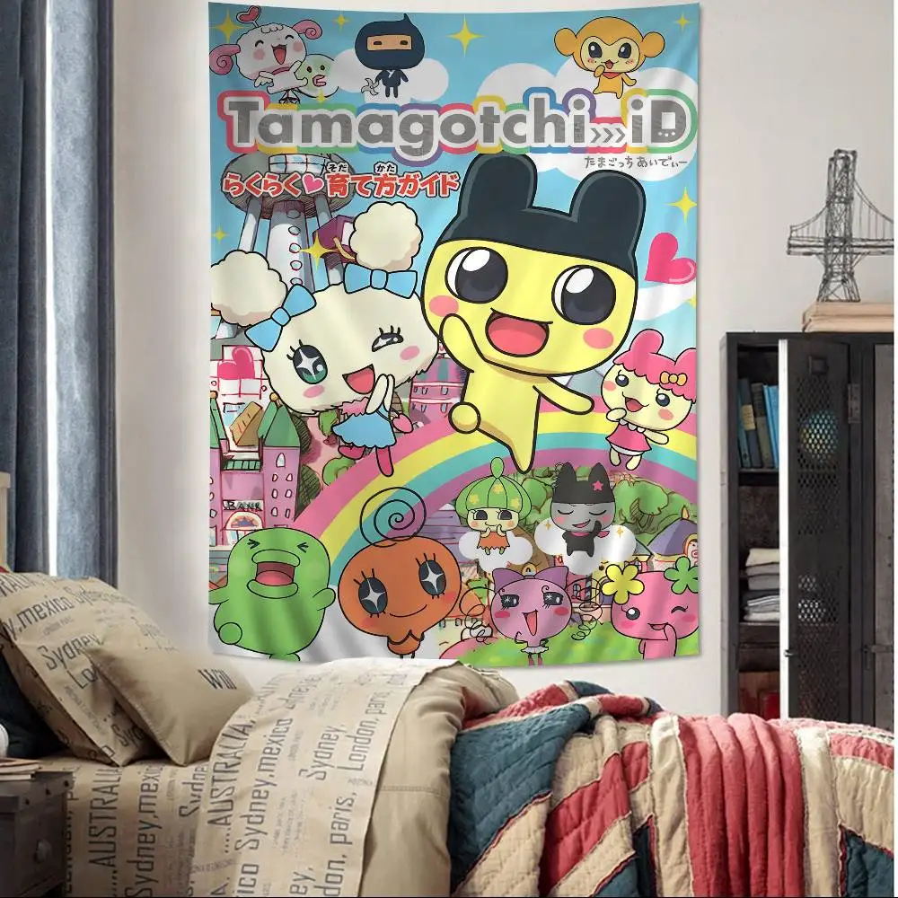 Classic T-Tamagotchi Cut Friend Game Anime Tapestry Hippie Flower Wall Carpets Dorm Decor Wall Hanging Home Decor
