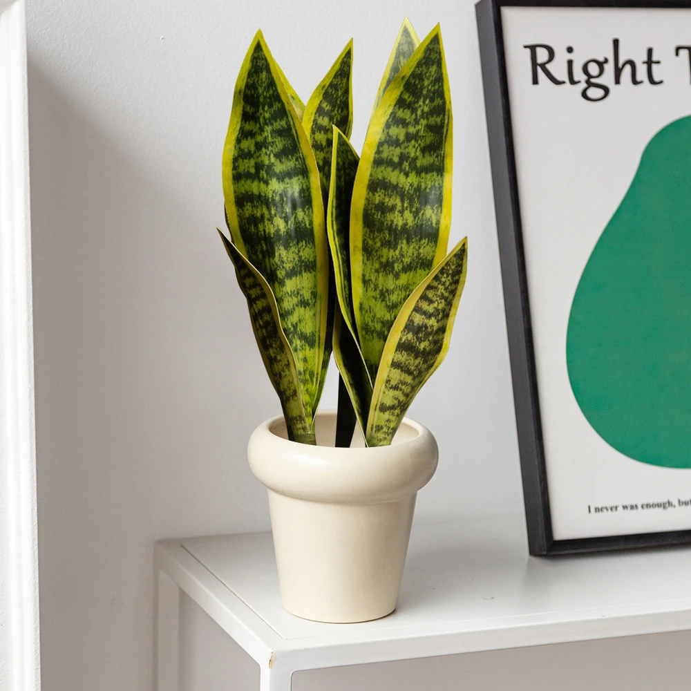 31/37 cm künstliche Schlangenpflanzen, gefälschte Sukkulenten, Kunststoff, Tigerfellpflanze, tropische Sansevieria für Büro, Zuhause, Tischdekoration – Detail 4
