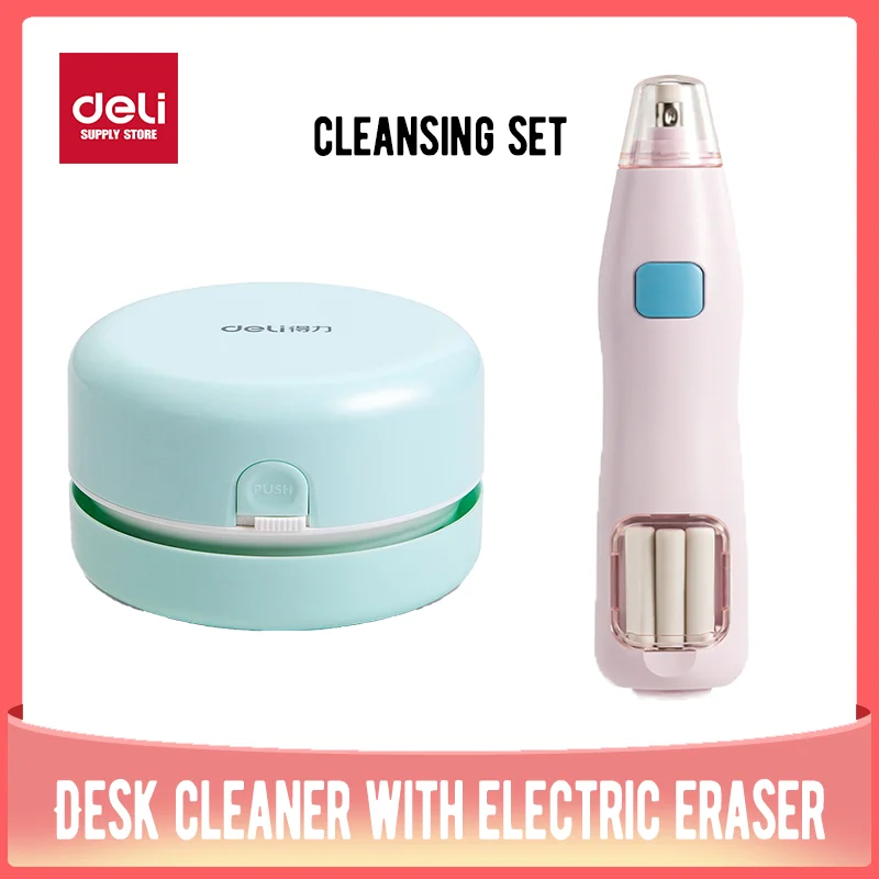 Deli Electric Rubber Pen Automatic Eraser Cleaner Office Desk Dust Home Table Sweeper Desktop Cleaner School Office Supplies