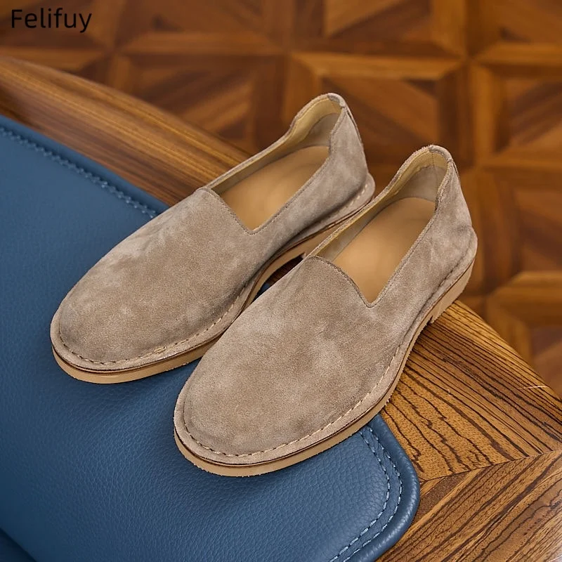 Cow Suede Man Loafers Luxury Genuine Leather Casual Shoes For Men Boat Shoes Handmade Men Slip on Driving Shoes Male Moccasins - view 4