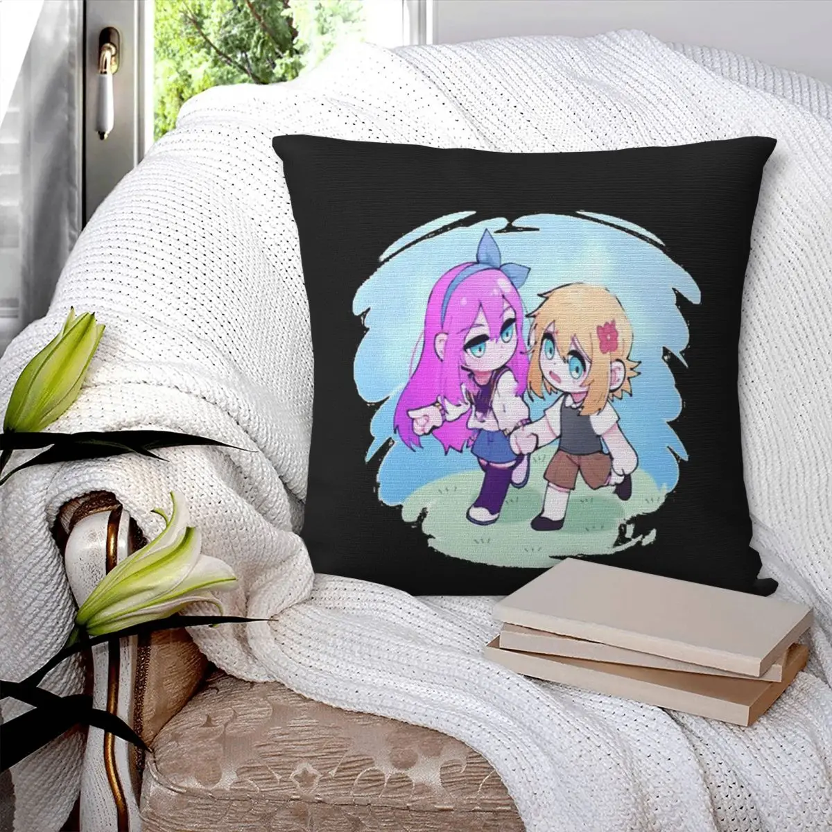 Omori Game Basil Mari Kel Aubrey Square Pillowcase Pillow Cover Cushion Zip Decorative Comfort Throw Pillow For Home Car