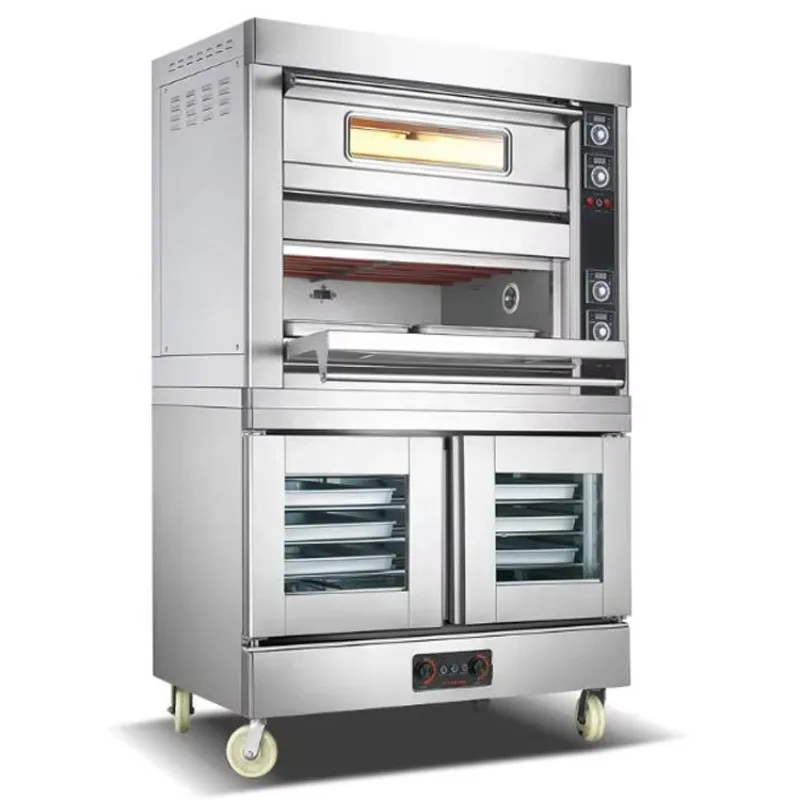 Customized Commercial Bread Baking Oven 2 Deck 4 Tray Electric Double Deck Oven with Proofer Bakery Equipment