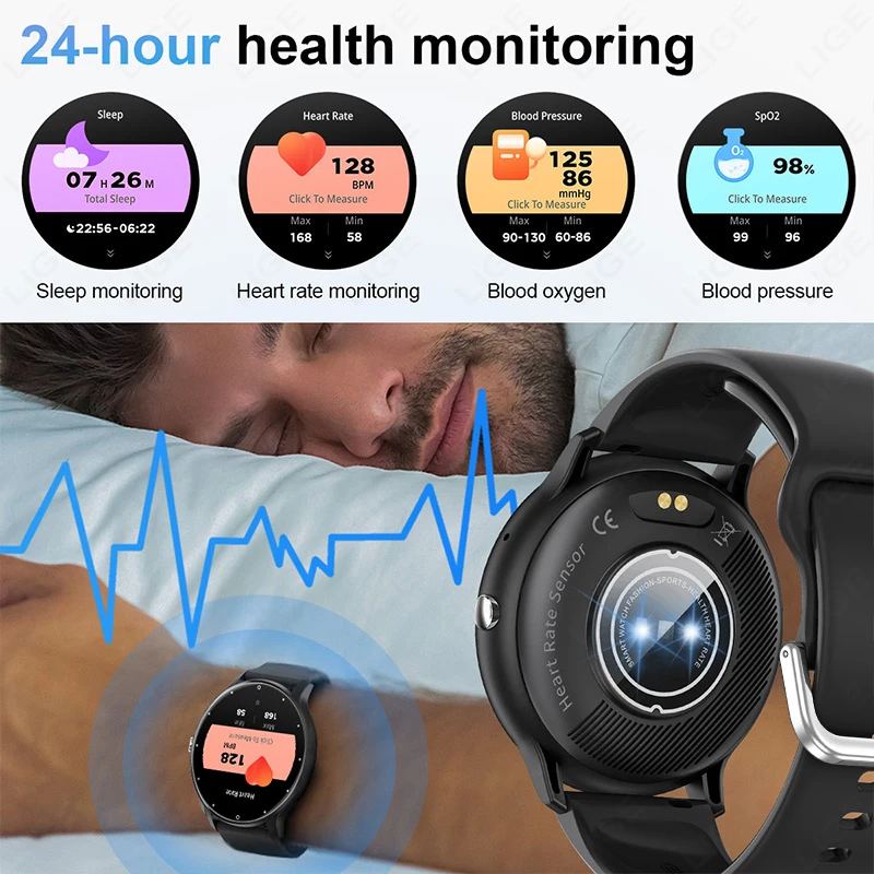 LIGE Smart Watch Men Women Full Touch Screen Sport Fitness Watch Man Waterproof Bluetooth Call For Android IOS Smartwatch Men