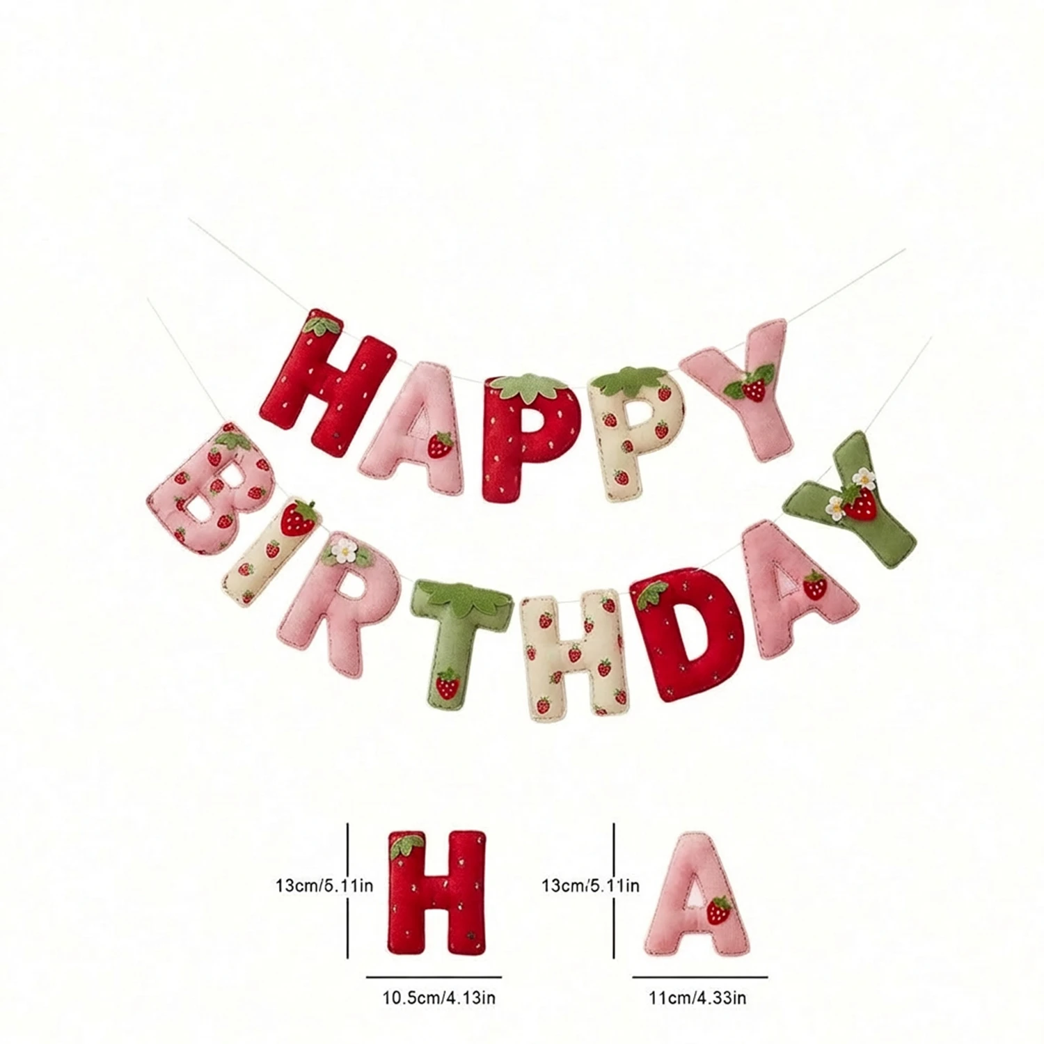 2D Filz-Erdbeer-Themen-Geburtstagsbanner-Dekoration Süße Babyparty Hochzeitsgeschenke Ohne 3D-Füllmaterial – Detail 3