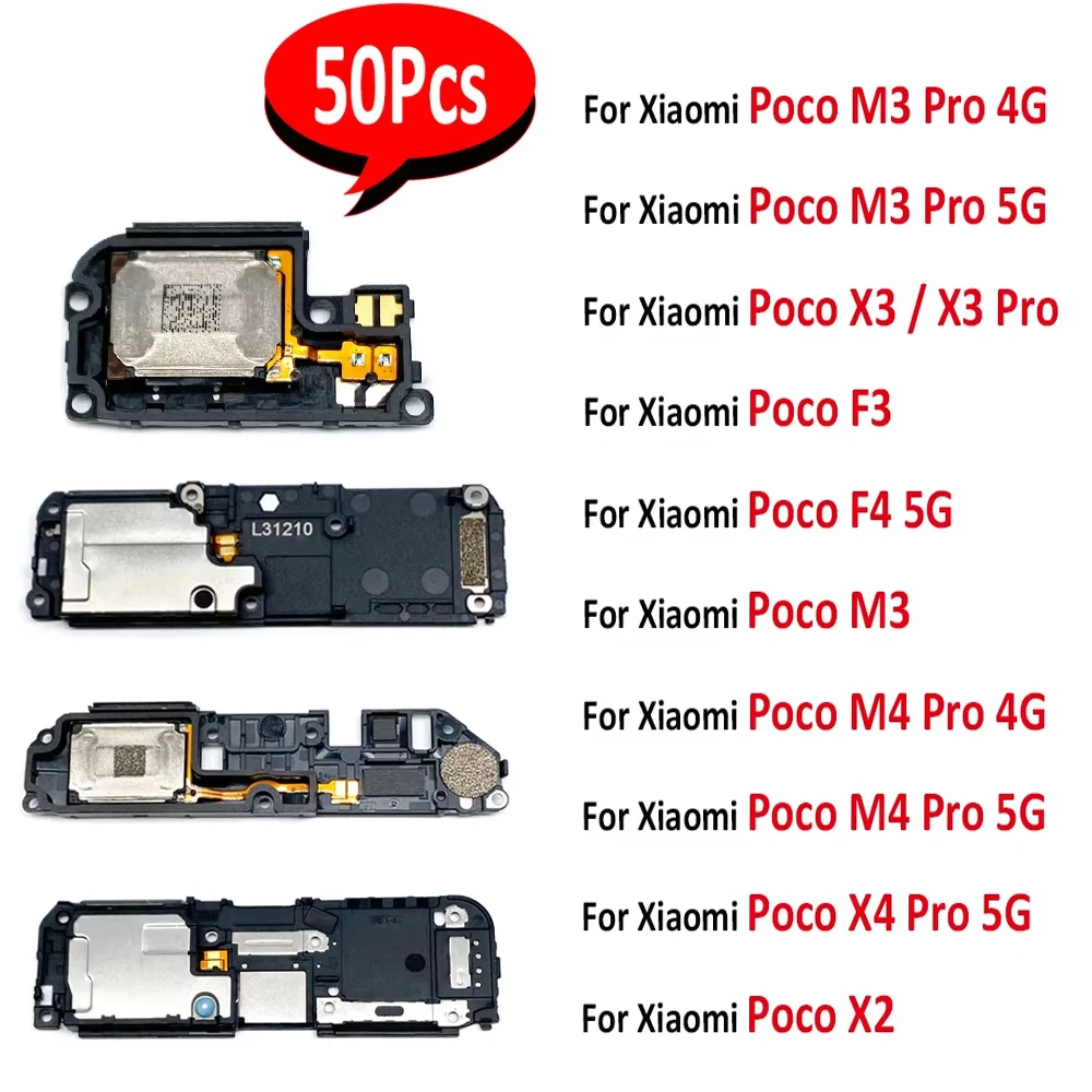 

50Pcs，New Loudspeaker For Xiaomi Poco F3 M3 X4 X3 M4 Pro 4G F4 5G X2 Loud Speaker Buzzer Ringer Replacement Accessories Parts