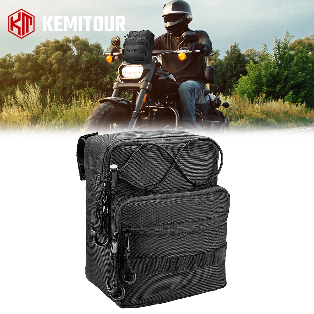 

Motorcycle Handlebar Bags 6L Universal Storage Pouch Tool Organizer Bag Saddlebag for Cruiser Touring Front Bar Sissy Bar Bags