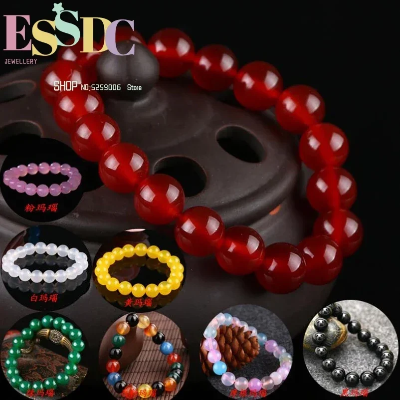 Charm 6-14mm NaturalMulticolor Agate Yoga Meditation Energy  Handmade Beaded Bracelet For Men Or Women