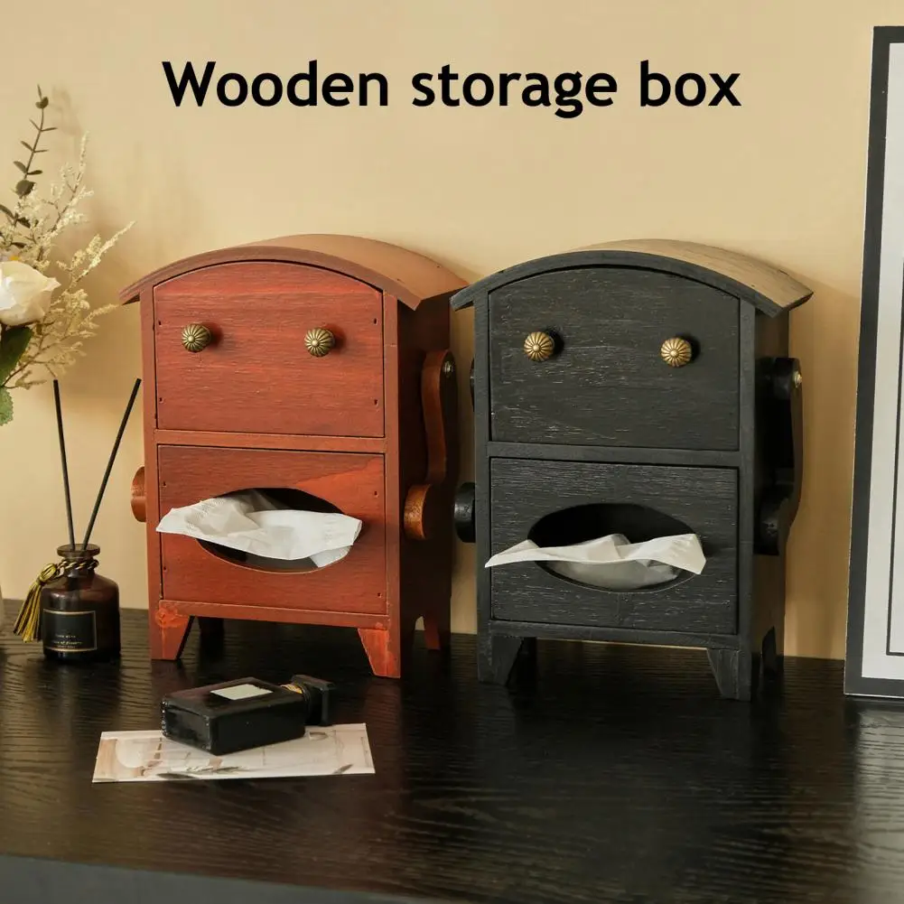 

Multi-functional Desk Organizer Robot Shaped Mini Storage Cabinet Wooden Jewelry Box Drawer Desktop Organizer for Vanity Table