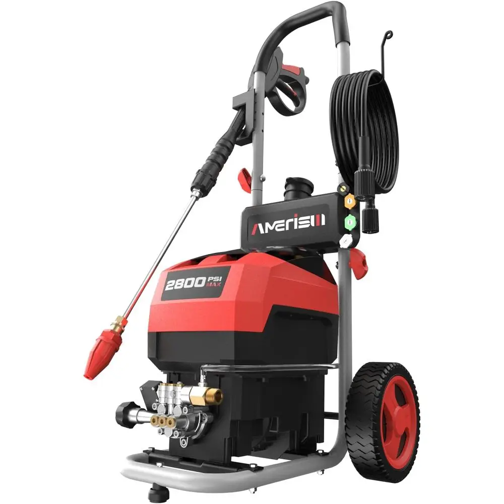 

Электрическая мойка высокого давления, 2800 PSI и 2.0 GPM, с встроенным баком для моющего средства, пистолетом-распылителем и шлангом 25 футов, набор из 5 насадок (1 T)