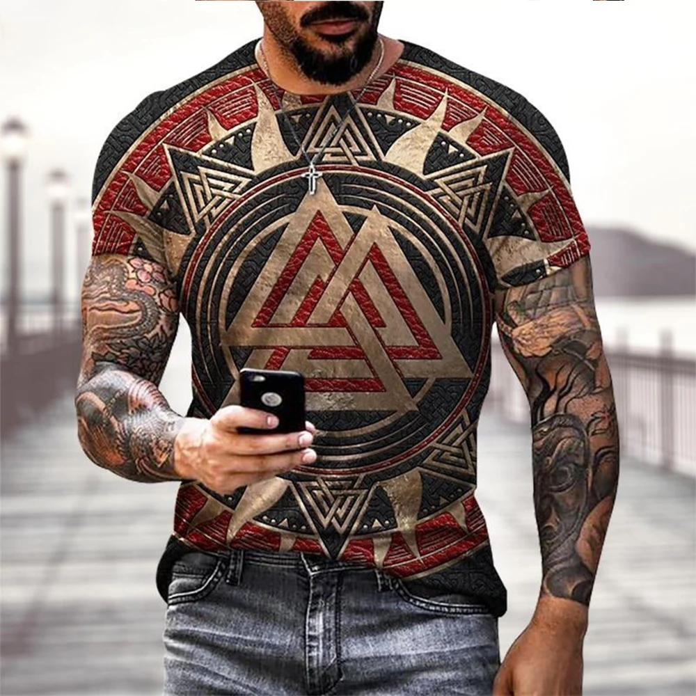 

3D Printed Retro Pattern Men's T Shirts Classic Vintage Hip Hop Street Tees For Men Oversize Casual Daily Short Sleeve Male Tops