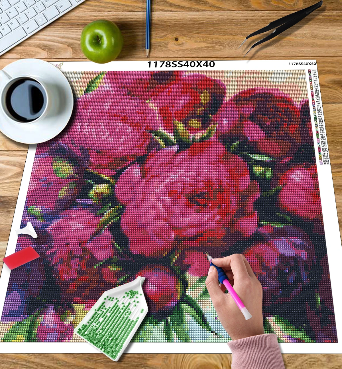 5D Diamond Painting Full Round Drill Square Peony Handmade Gift Diamond Painting Flower Diamond Mosaic Needlework Home Decor