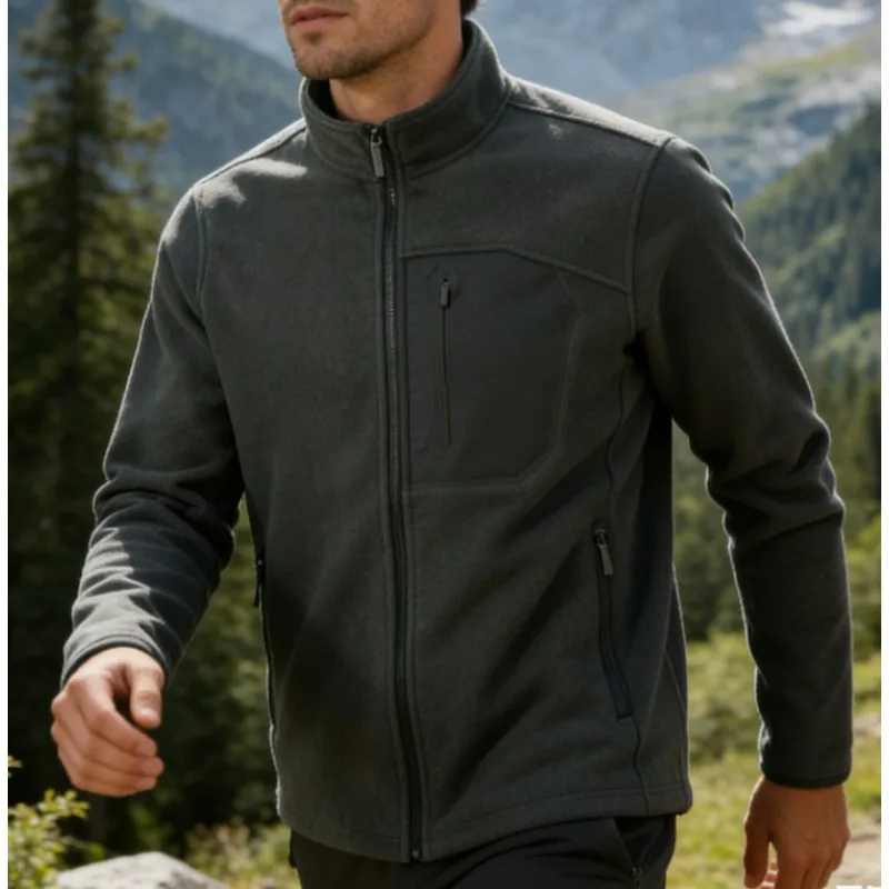 

Winter Men's Warm Jacket Outdoor Hiking Cycling Running Tourism Fitness Camping Thick Cardigan Stand Up Collar Sports Jacket
