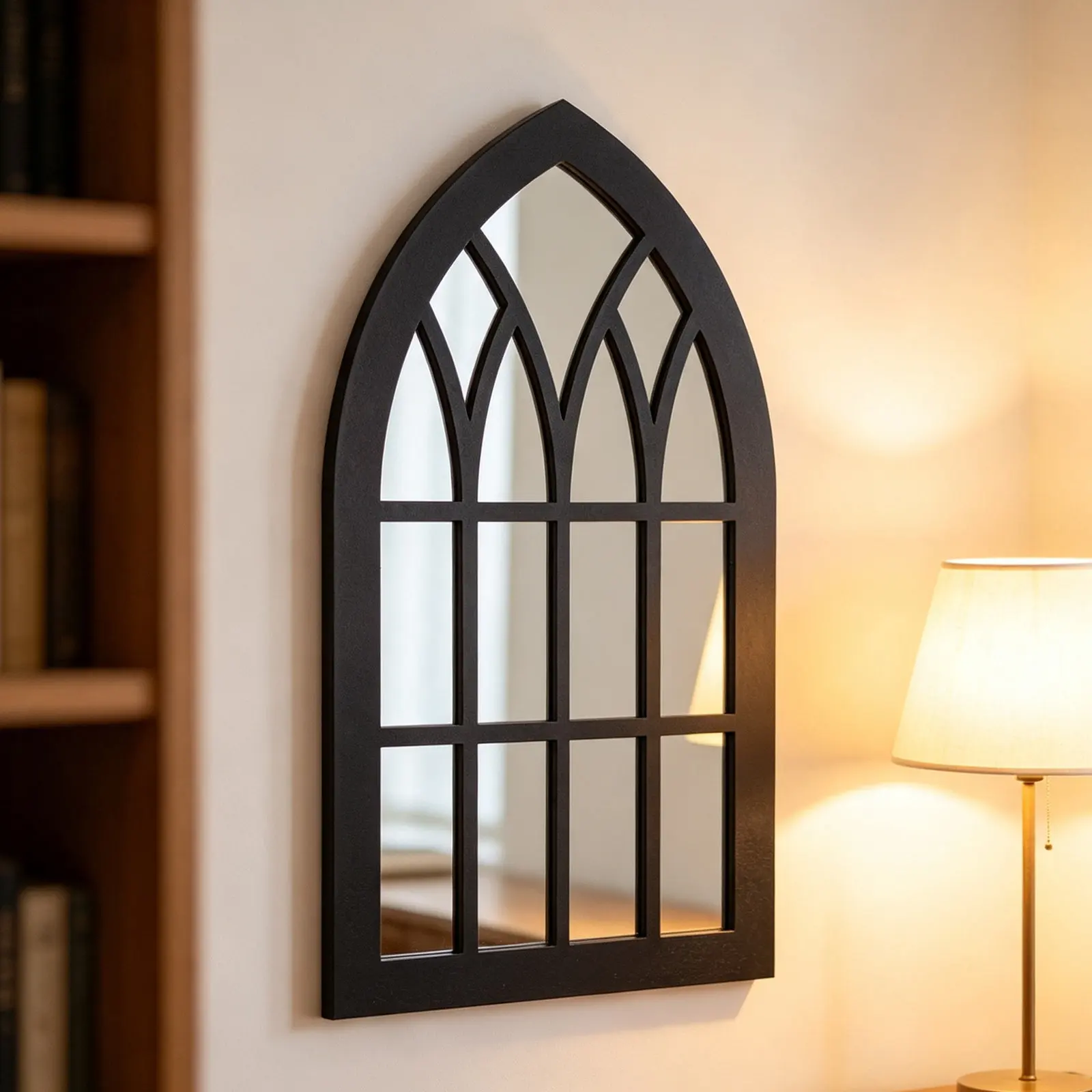 Gothic Arch Window Frame Rustic Black Faux Castle Window Panel Wall Decor Medieval Church Arch Decorative Wall Accent Vintage