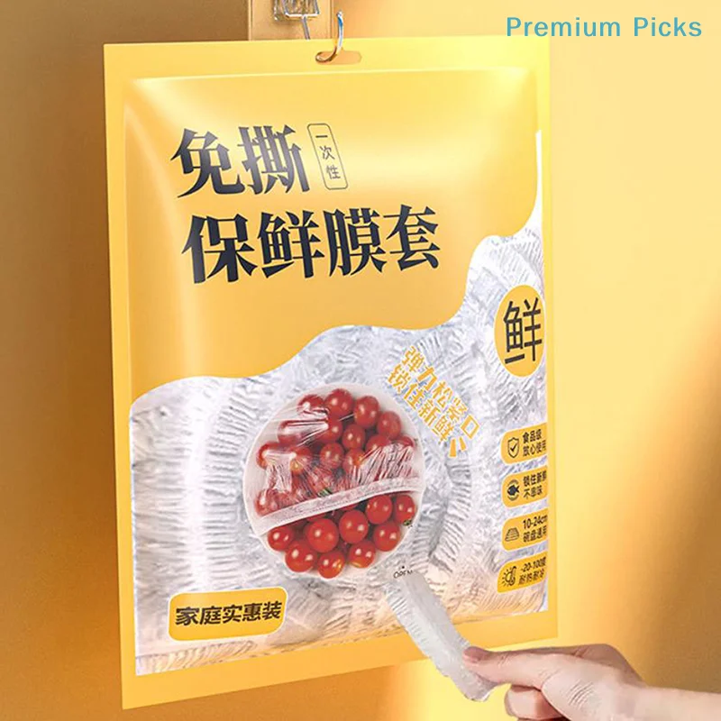 portable350/500Pcs Disposable Food Cover Fruit Food Cover Elastic Plastic Shower Cap Storage Bag Kitchen Organizer Cling Film