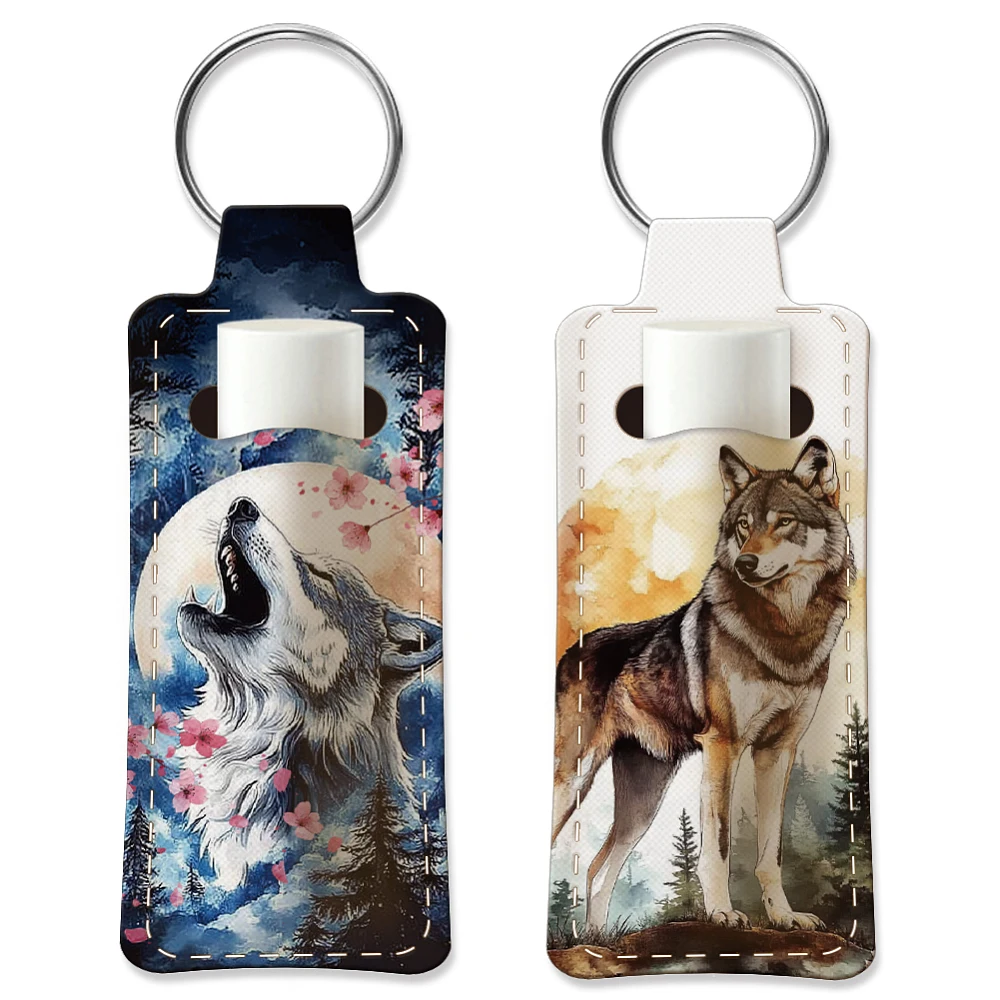 2pcs Lipstick Holder Keychain Lip Balm Holders Elastic Diving Fabric Lipstick Keychain Key Ring Holder for Chapstick