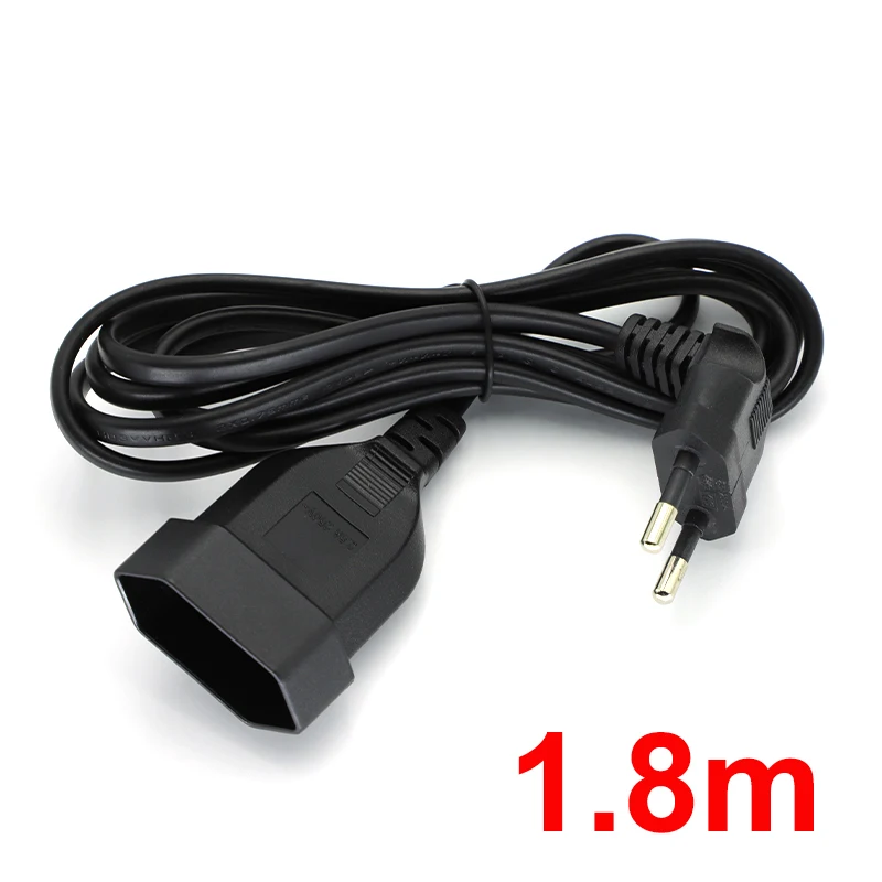 JCD 1 Stück EU-Netzadapterkabel, 90 Grad abgewinkelter europäischer runder 2-poliger Stecker auf Buchse, Stromkabel für USV PDU 0,3 m/0,6 m/1,8 m 3