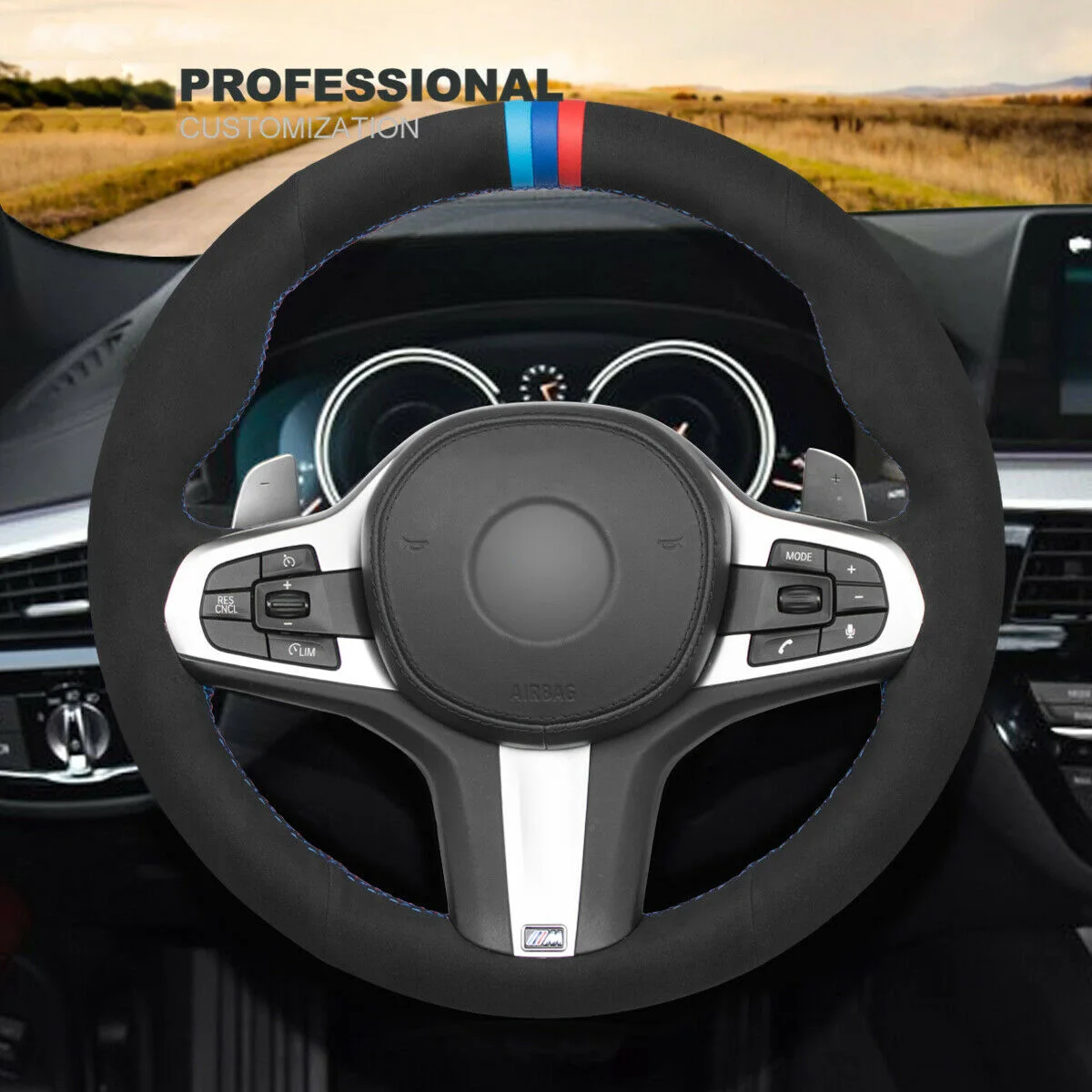 

DIY Suede Steering Wheel Cover For BMW G20 F44 G22 G26 G30 G32 G11 G14 G15 Car Accessories