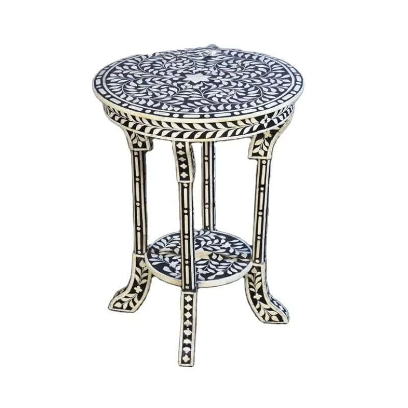 

Bone inlaid round side table Elegant home furniture Living room coffee table