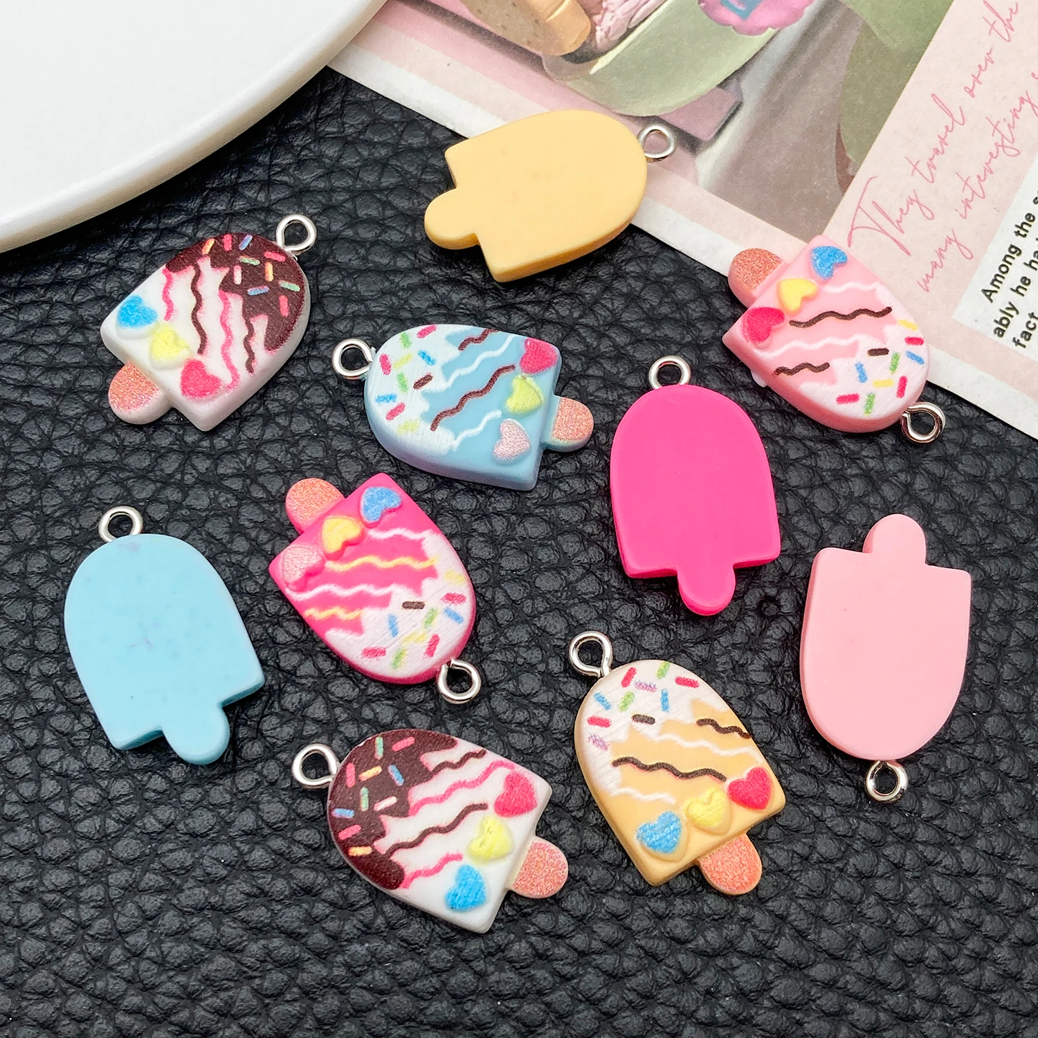 5/10 Uds. De dijes colgantes DIY de helado acrílico de resina a la moda para pendientes, collares, accesorios para hacer joyas