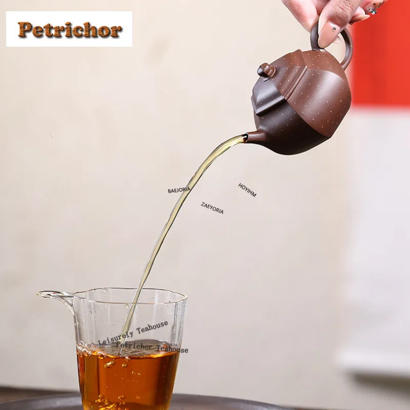HOYIHM 120ml Vintage Yixing Purple Clay Teapots Handmade Hexagonal Pot Raw Ore Purple Mud Kettle Zisha Tea Set Tableware