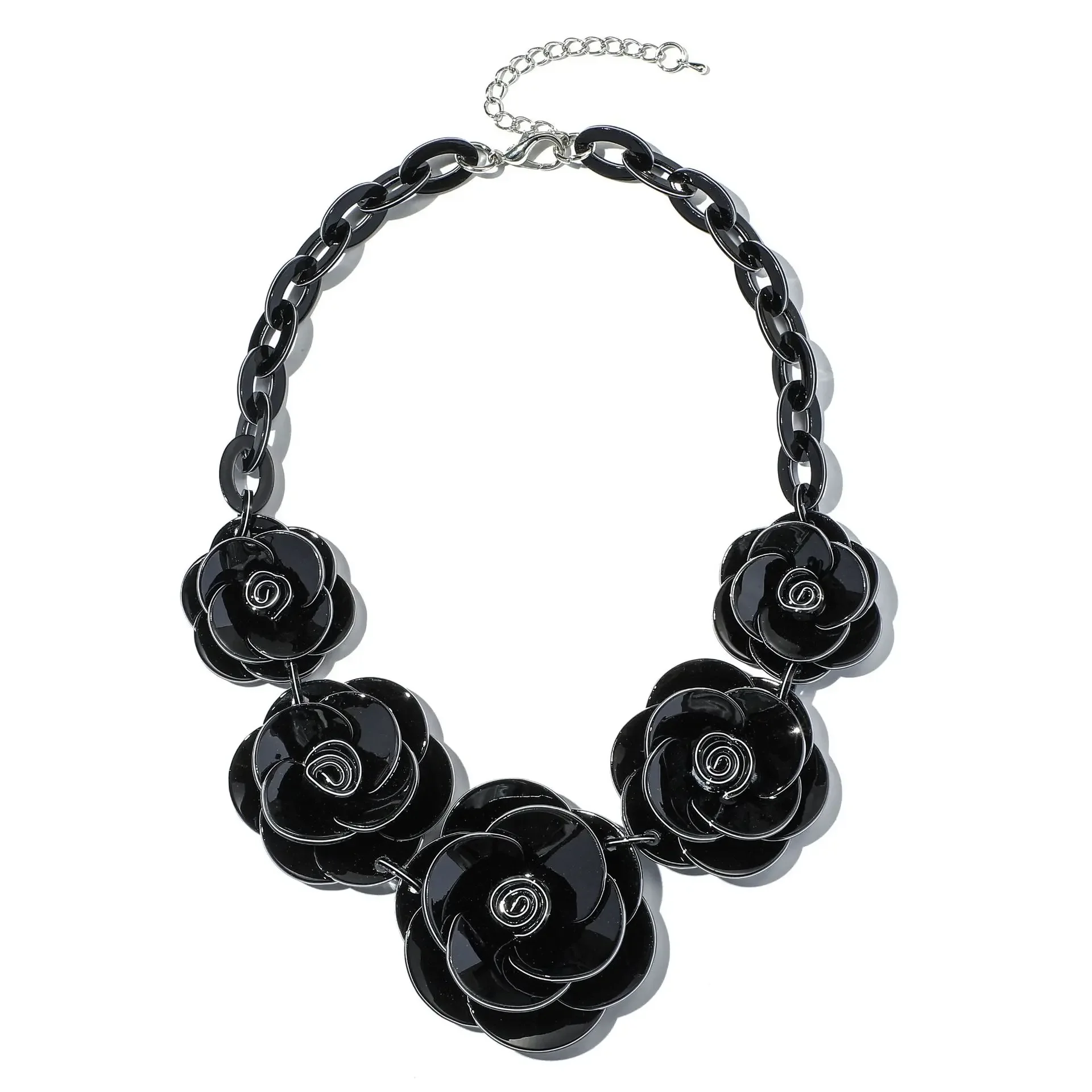 Blucome 2022 New Acrylic Flower Shape Necklace Female Exaggerated Clavicle Sweater Necklace Unique Women Girls Pendant Jewelry