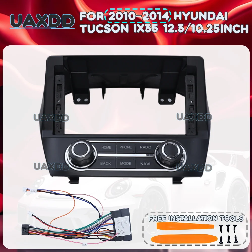 For Hyundai TUCSON IX35 2010-2014 12.3/10.25in 2 Din Dash Interior Panel Android Frame Wiring Harness Full Install Adapter Kit