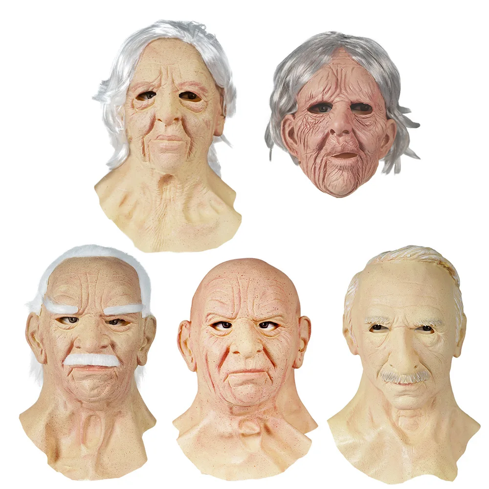 24 New Halloween Popular Elderly Latex Mask Headsets with Realistic Effects for Carnival Party Headsets