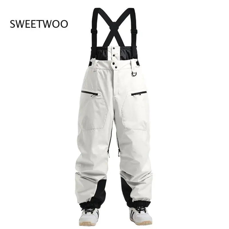 New Ski Pants Women's Strap Thickened Quilted Warm Single And Double Windproof Waterproof Winter Ski Pants For Men