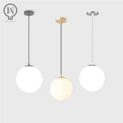 Gold/Black/silv Glass Ball Pendant Lights White Globe Hanging Lamps Bar Restaurant Deco Luminaire Bedroom Light E27 Pendant Lamp
