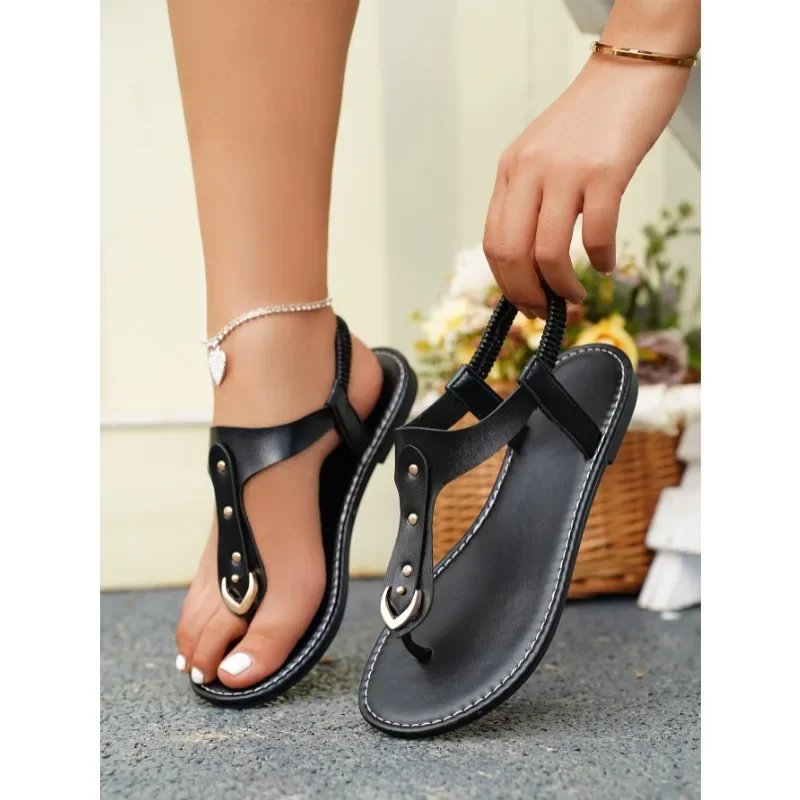 Woman Flat Sandals PU Women\'s Shoes Buckle Foreign Trade Comfortable Nationality Wind Summer Sandals