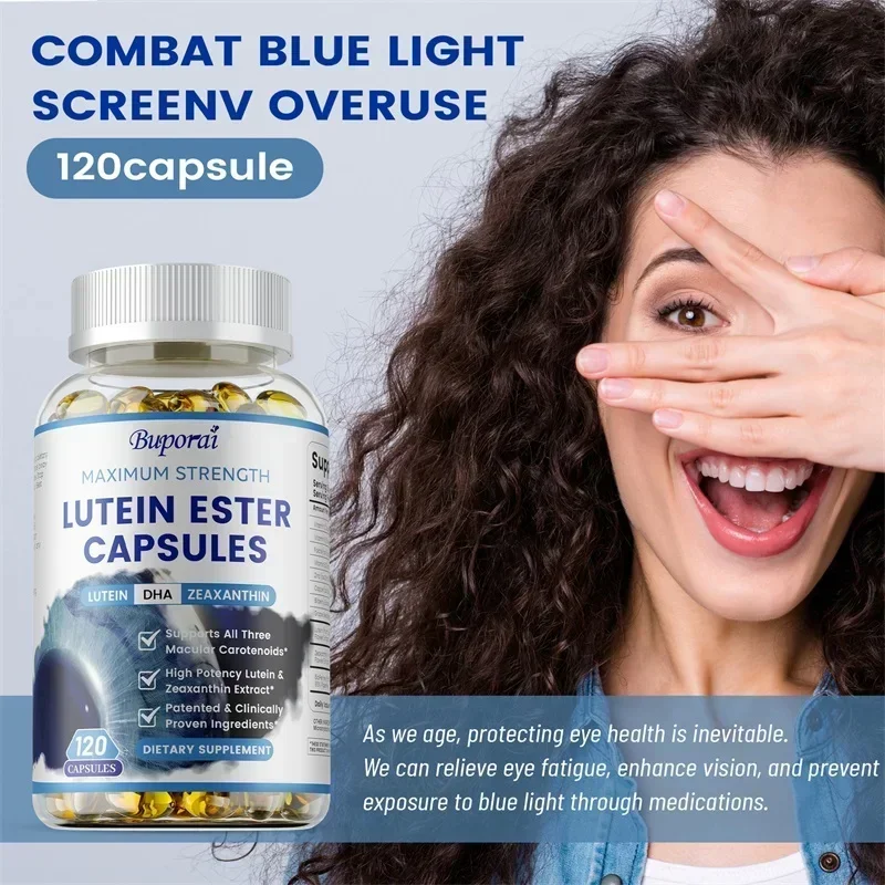 Lutein Ester Capsules - with Zinc, Vitamins C, E, Zeaxanthin, For Dry Eyes Fatigue, Improved Vision, Promotes Macula Health