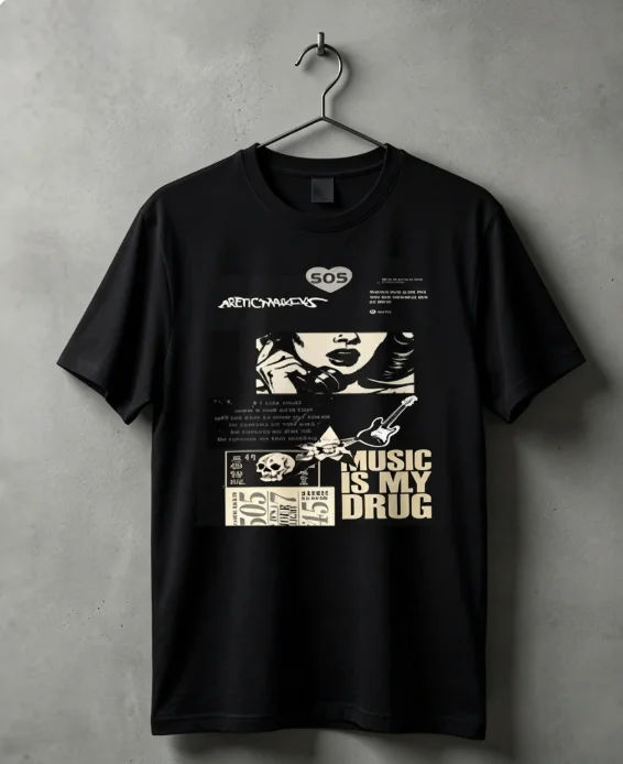 2026 new Collage Magazine‑Cutout Rock‑Style Graphic Print High‑Quality Comfort Loose Short‑Sleeve Tee