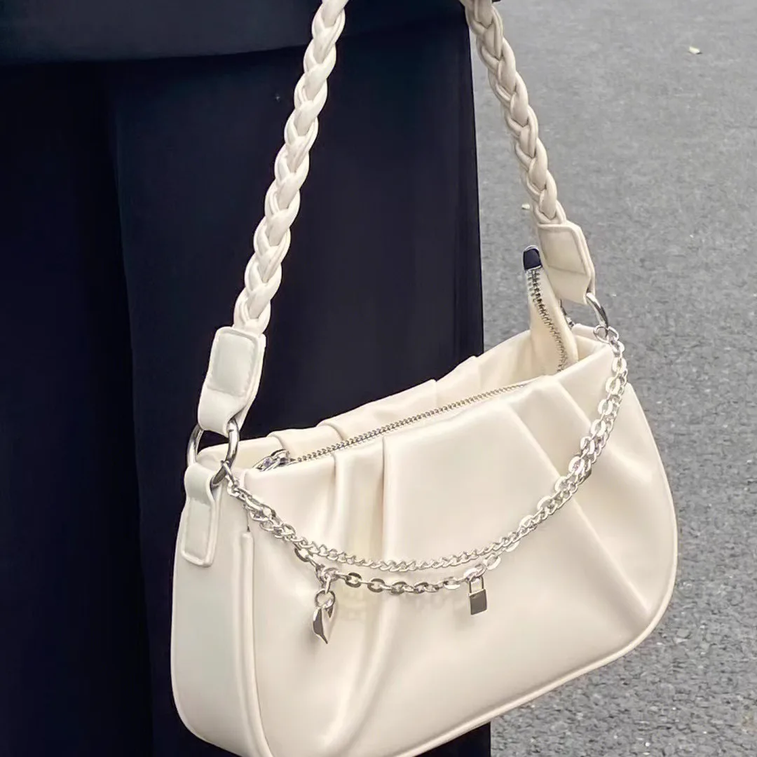 

New niche square cloud pleated bag women