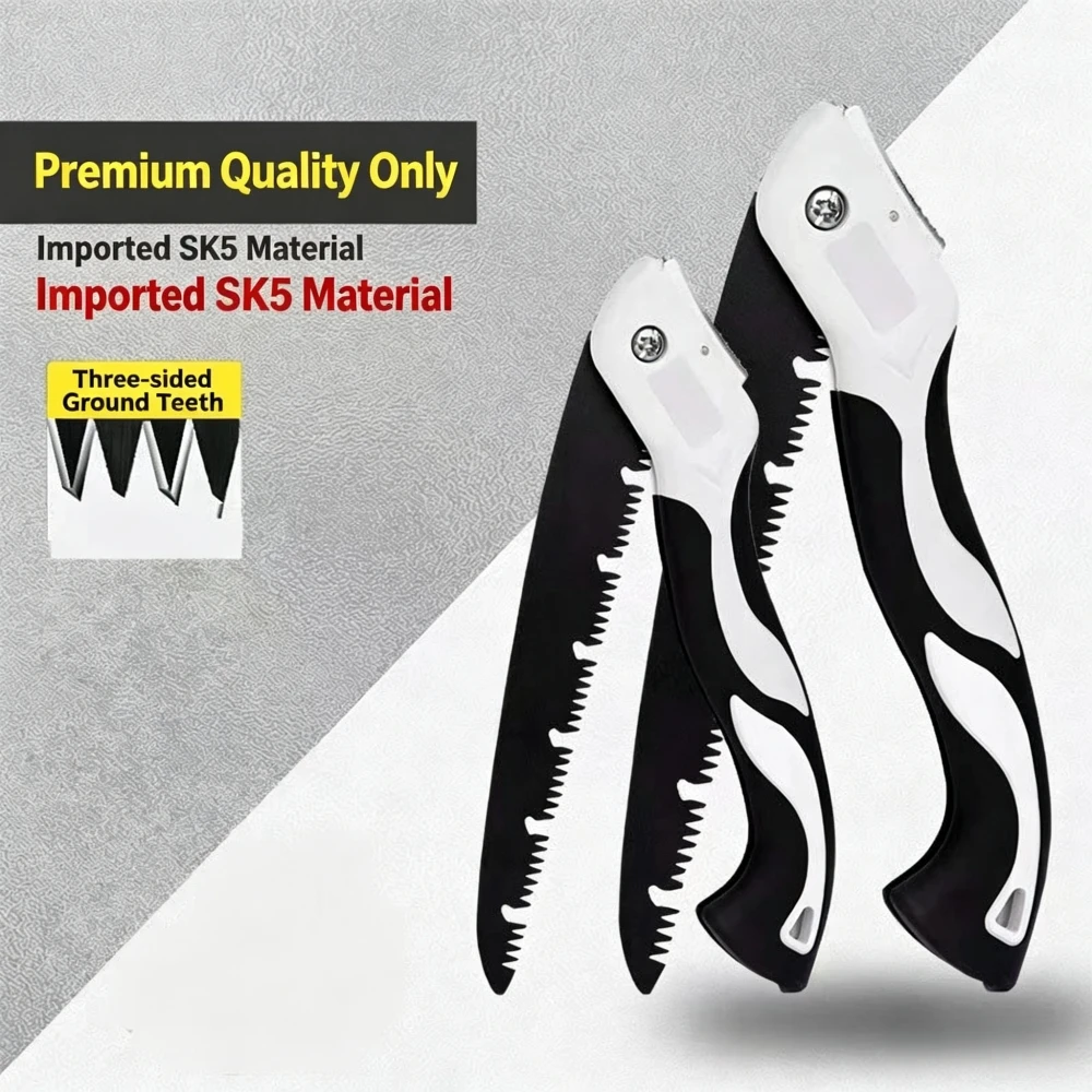 Japanese Manganese Steel Household Folding Saw Anti Rust Hand-Held Hacksaw Tree Dry and Wet Wood Board Outdoor Woodworking