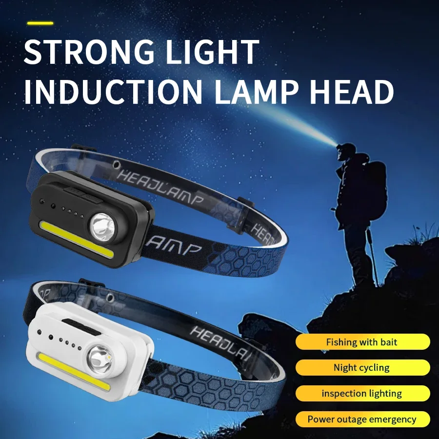 

Strong Light Headlamp Mini Led Night Fishing Powerful Torch Head Lamp Outdoor Waterproof Camping Portable LED Sensor Headlamps