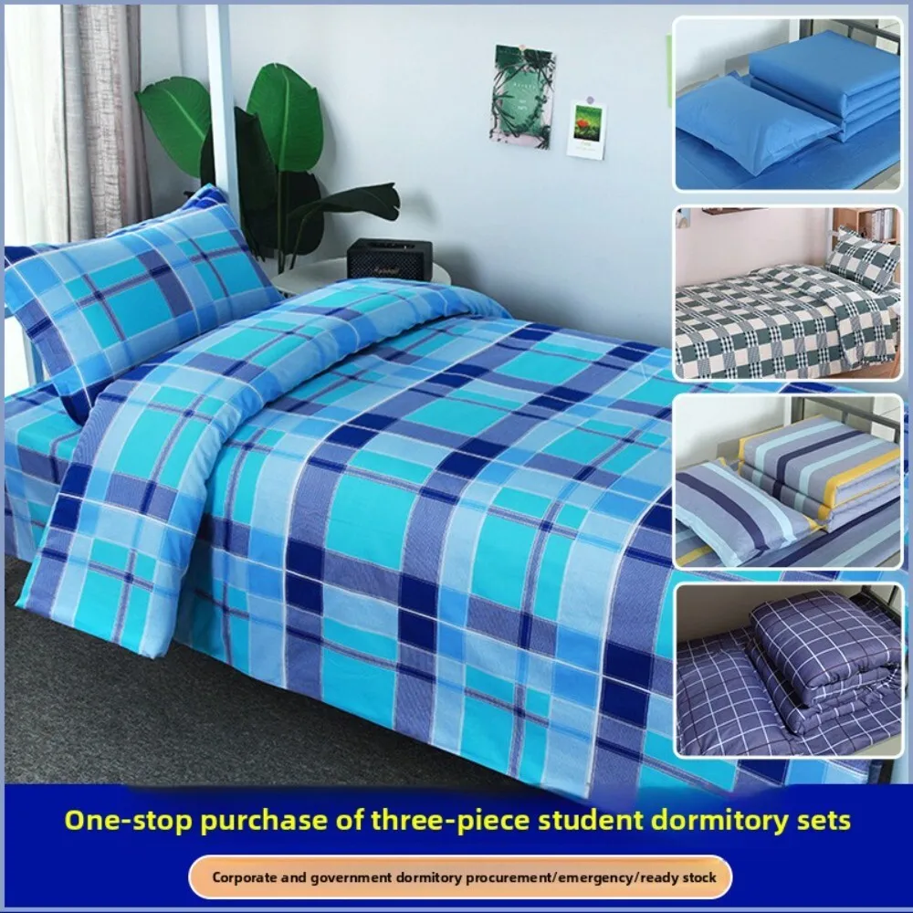 

Cotton Bed Sheet Set for Students with Fitted Flat Sheet and Pillowcase Soft Bedding for Dorm Bunk Beds Spring Summer Comfort