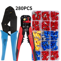 280PCS Assorted Spade Terminals Insulated Cable Connector Electrical Wire Assorted Crimp Butt Ring Fork Set Ring Lugs + Plier
