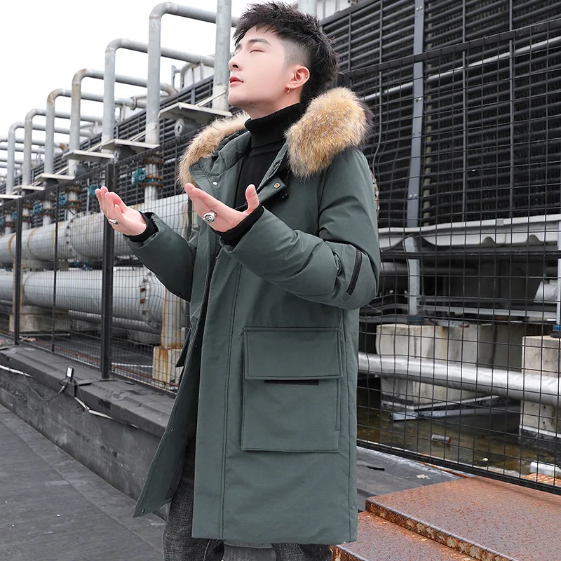 ملابس مبطنة للرجال شتوية سميكة متوسطة وطويلة النسخة الكورية سترة ملابس قطنية فضفاضة ملابس خبز سميكة للشباب #3