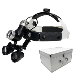 2.5X 3.5X Dental Loupes 7 W Surgical Headlight Helmet Binoculars Medical Magnifier Lupa for Surgery Lab Equipment with Metal Box