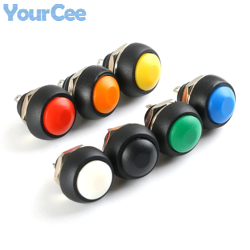 10pcs/1pc PBS 33B Mini Samll Plastic Push Button Round Head ON OFF Momentary Switch 2Pin 12mm Waterproof Power Reset Non-locking