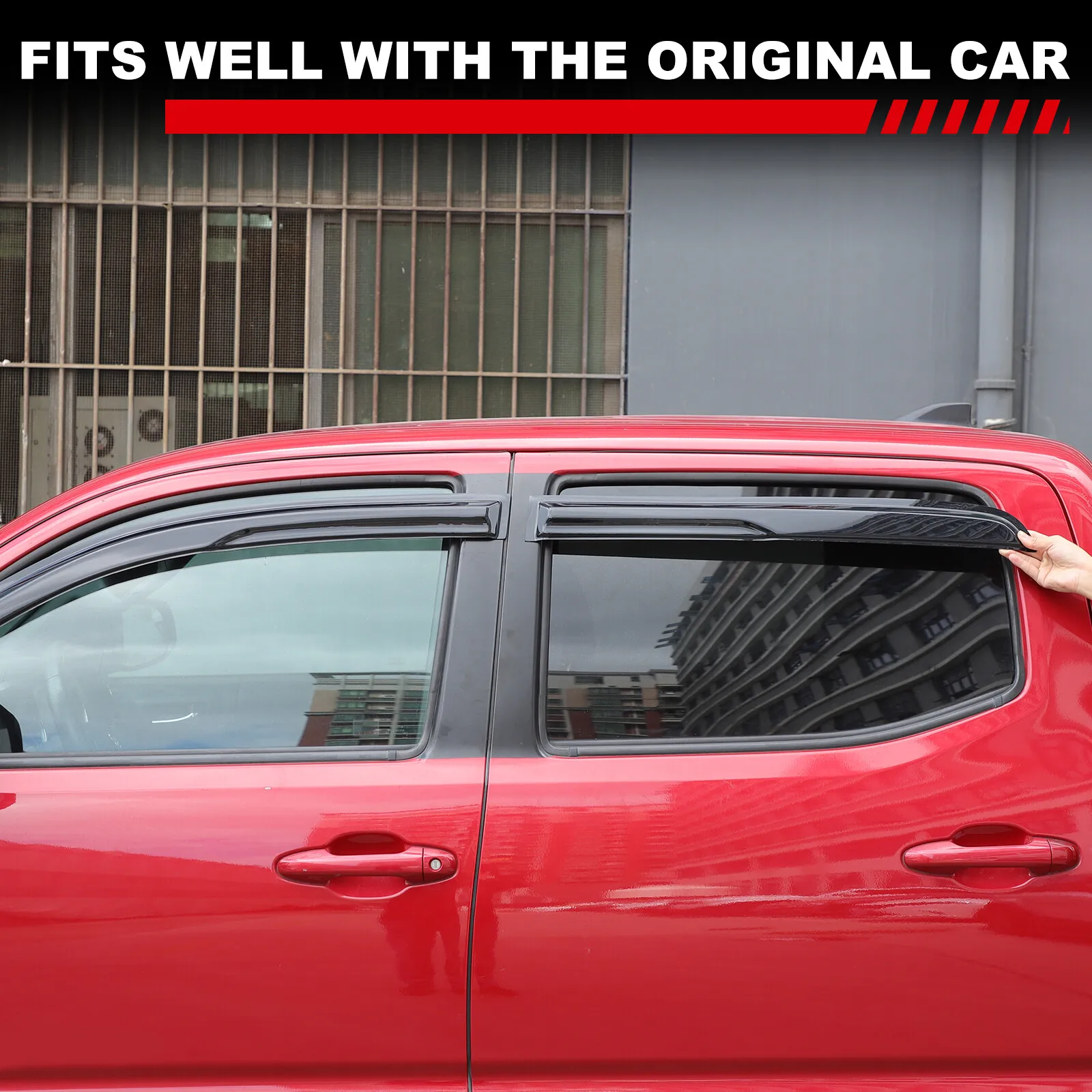 

4Pcs/Set Car Window Rain Covers Paste-Mounted Auto Window Visor Ventilation Deflector Trim Cover Fit For Toyota Tacoma 2016-2022