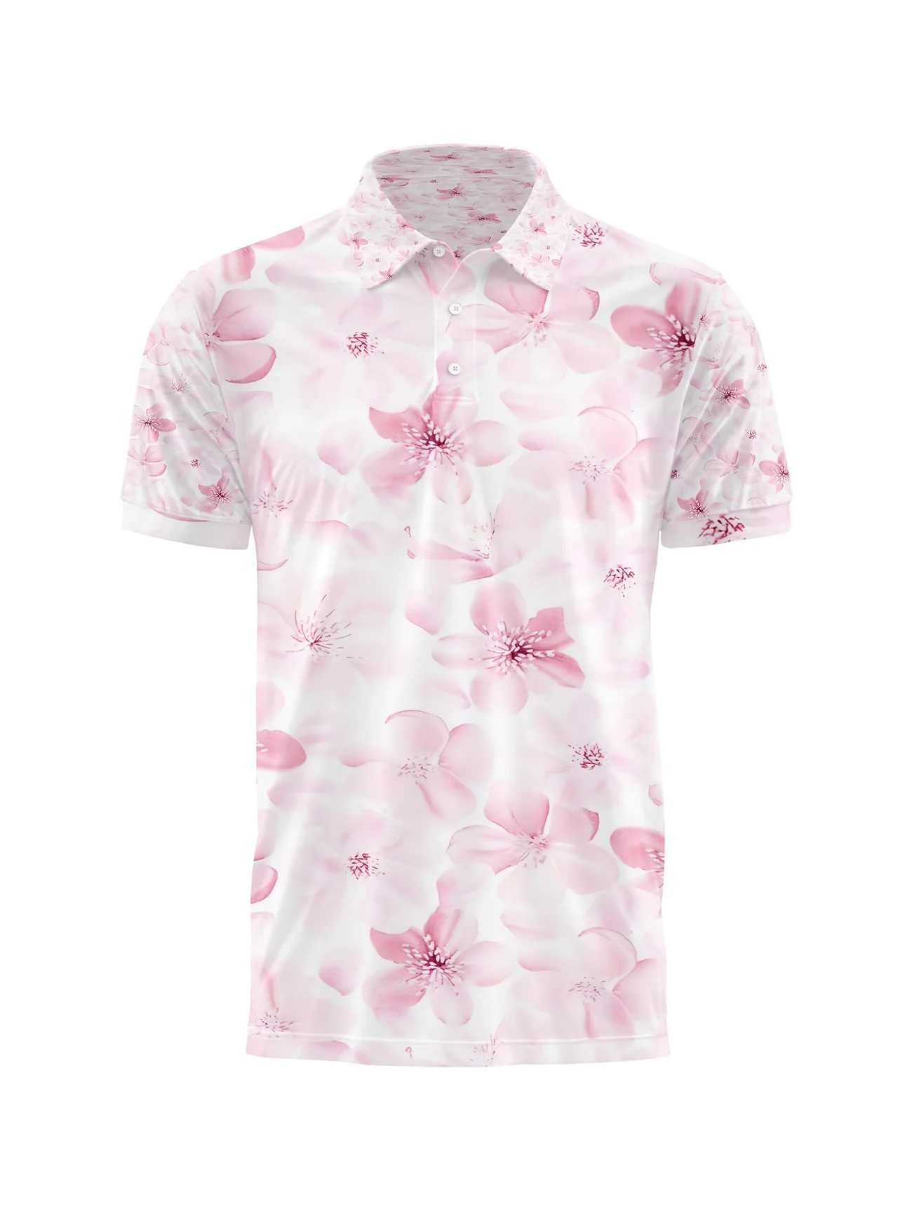Japanese Cherry Blossom Pattern Polo Shirt For Men Women 3D Print T-Shirts Harajuku Street Short Sleeve Lapel Polo Tops Tees