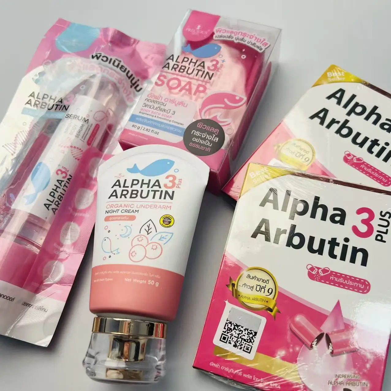 التايلاندية تبييض على غسول الجسم واحد ألفا الكولاجين المتحلل العناية بالبشرة مجموعة العناية بالجسم استخدام الصباح والليلا السلس والرقيق