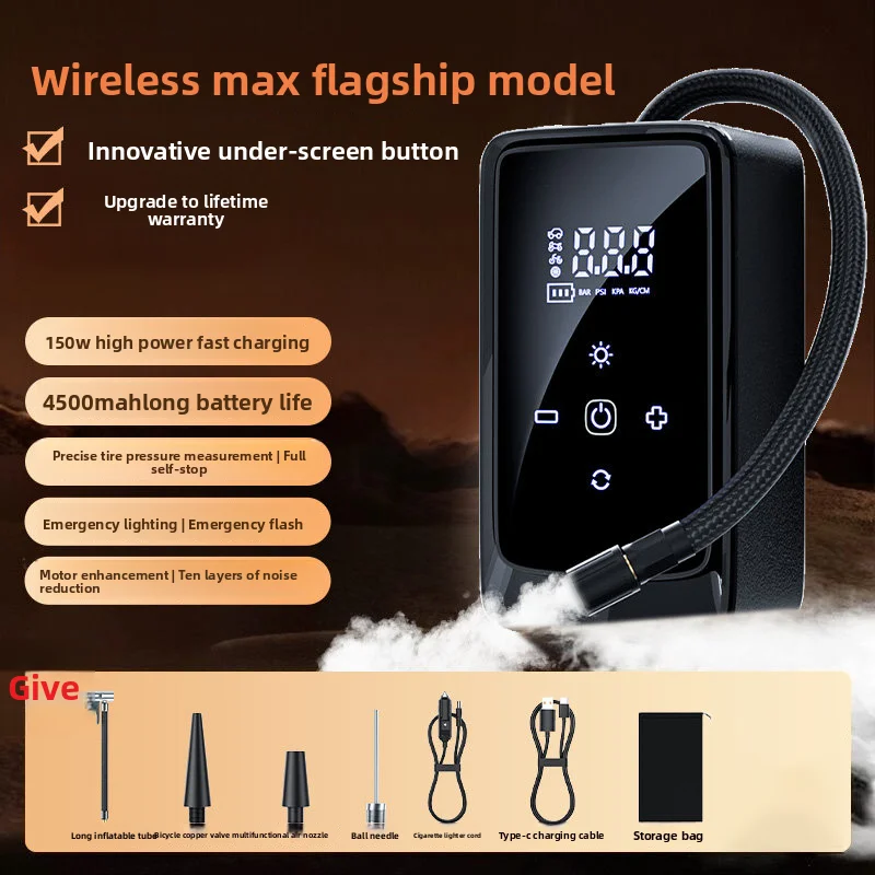 

Беспроводной автомобильный компрессор для накачивания шин и мячей, с LED-подсветкой, 150 PSI, электрический, для автомобилей, мотоциклов, велосипедов