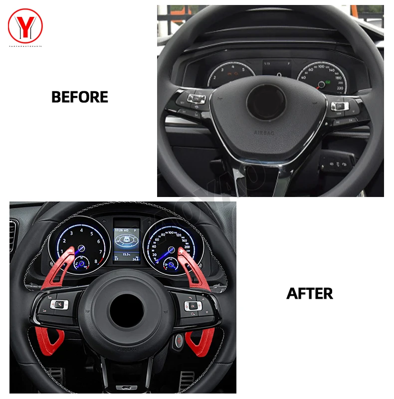 Paddle Shifter For Volkswagen VW Golf 7 MK7 T-ROC R-LINE GTI Teramont X TIGUAN Steering Wheel Paddle Shift Sticker Accessories