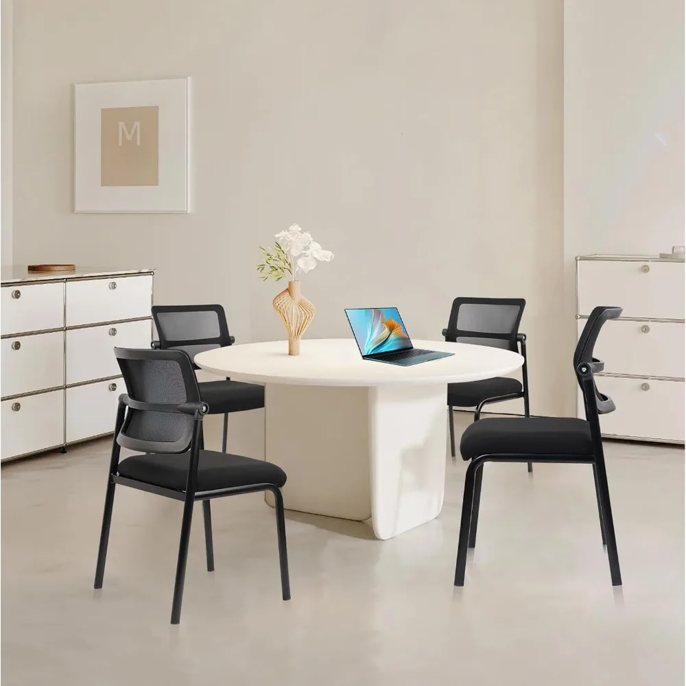 Stacking Armless Office Waiting Room Chair with Adjustable Backrest, Stackable Mesh Guest Reception Desk Chairs with Erg